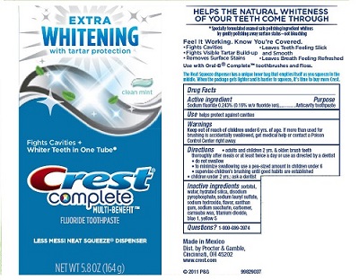 Crest Complete Extra Whitening with tartar protection (153 грамм) Clean Mint — изображение 2
