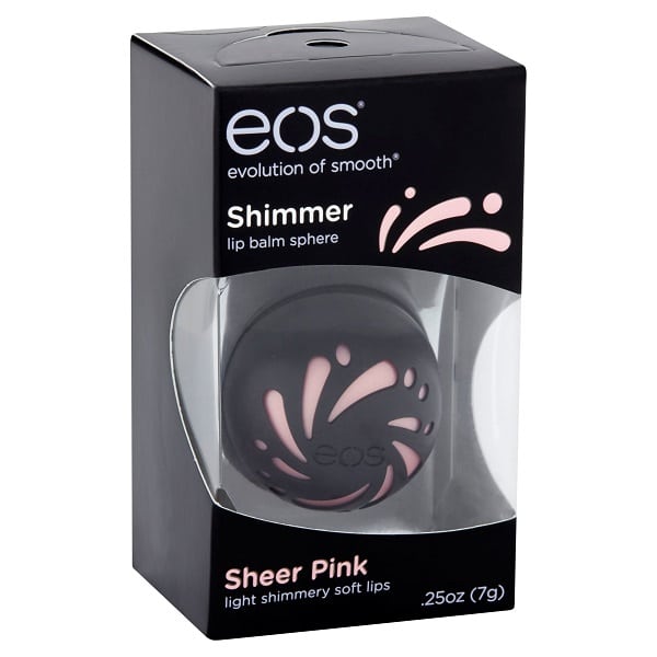 EOS Shimmer Sheer pink, бальзам для губ с шиммером "Розовый"