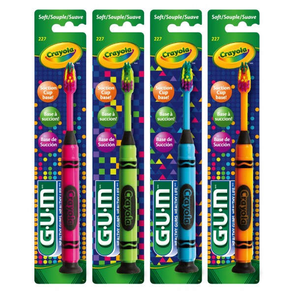 Зубная щётка детская GUM CRAYOLA NEON Soft (мягкая жёсткость)