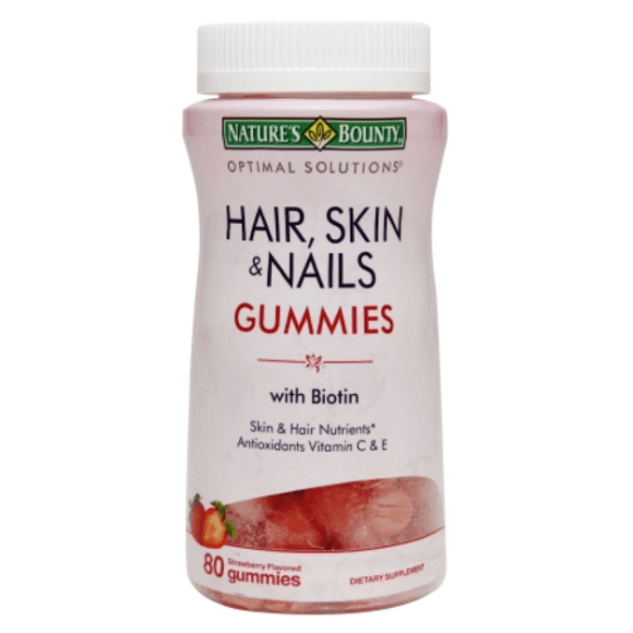 Витамины Nature's Bounty Hair, Skin @ Nails - 80 штук (жевательные конфеты для волос, кожи и ногтей, со вкусом клубники)